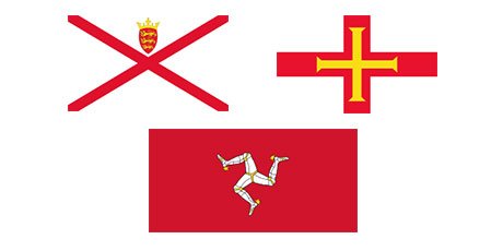 Jersey and Guernsey & The Isle of Man Flags