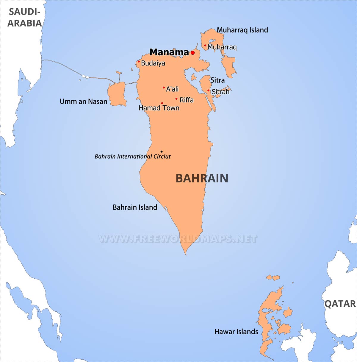 Map of Bahrain