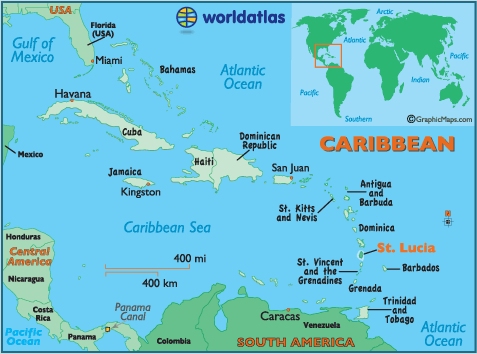 St. Lucia map